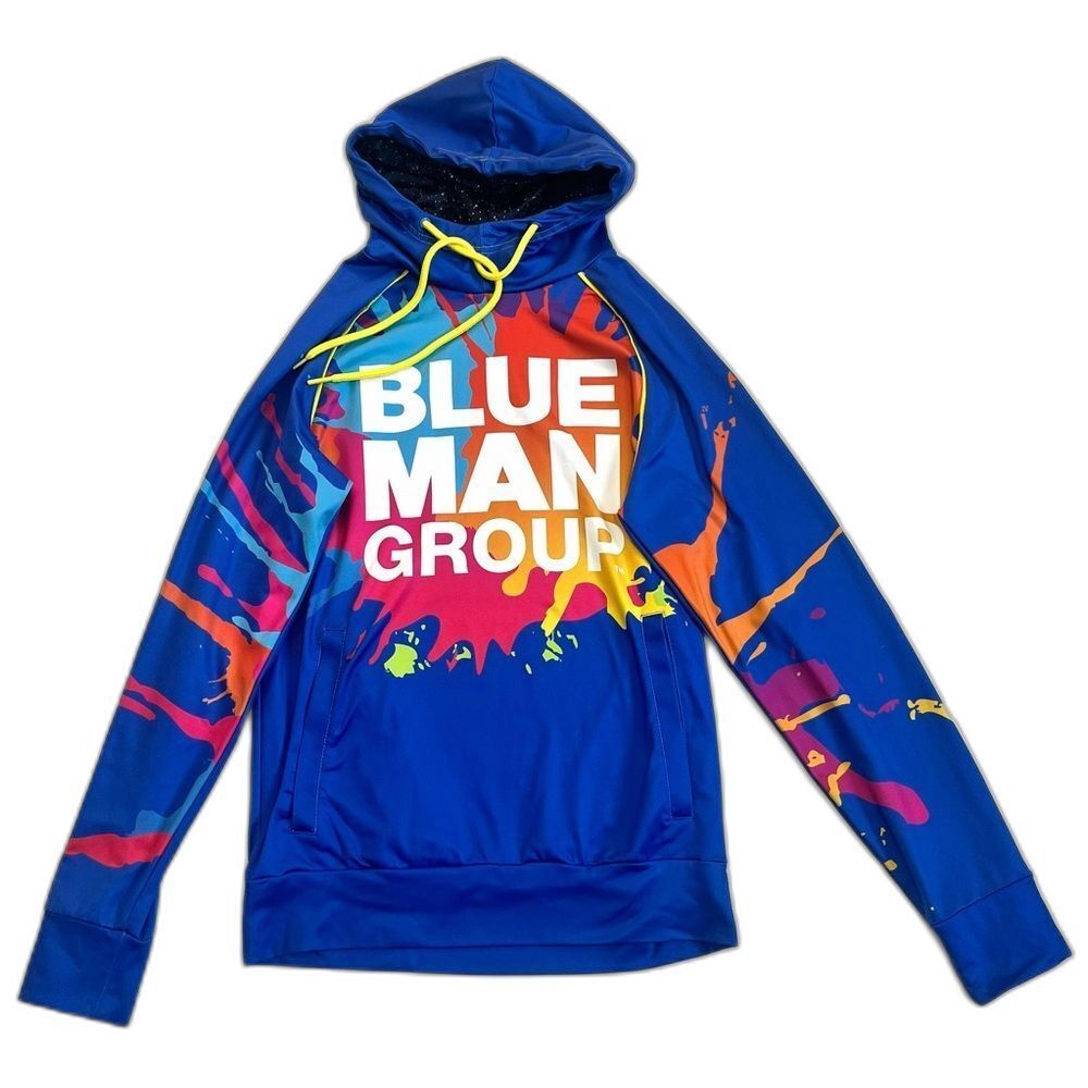 Blue Man Group Men's Blue Paint Splatter Cirque Da Soleil Hoodie Sweatshirt XS